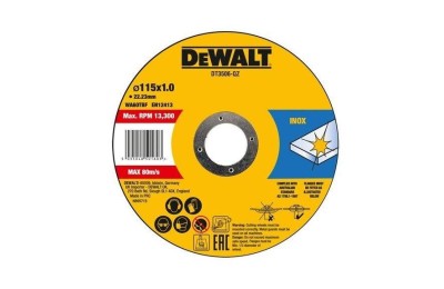 DISCO DEWALT CORTE A/INOXIDABLE 1MM.X115MM.(LATA 10 UDS.)