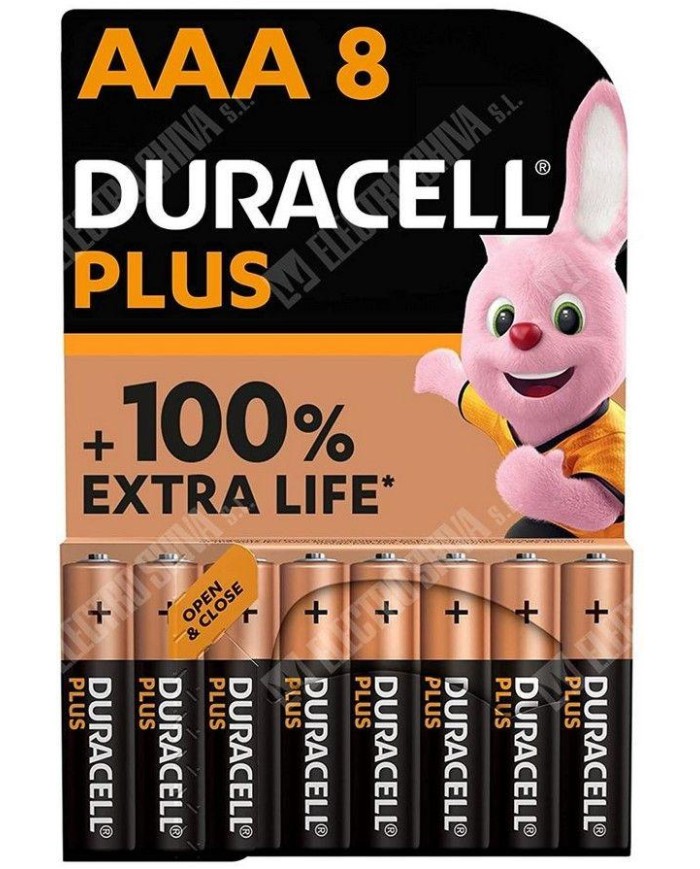 PILA DURACELL PLUS AAA LR03 BLISTER 8 UDS.