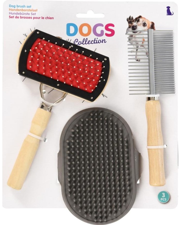 JUEGO 3 CEPILLOS PARA PERRO DOGS COLLECT