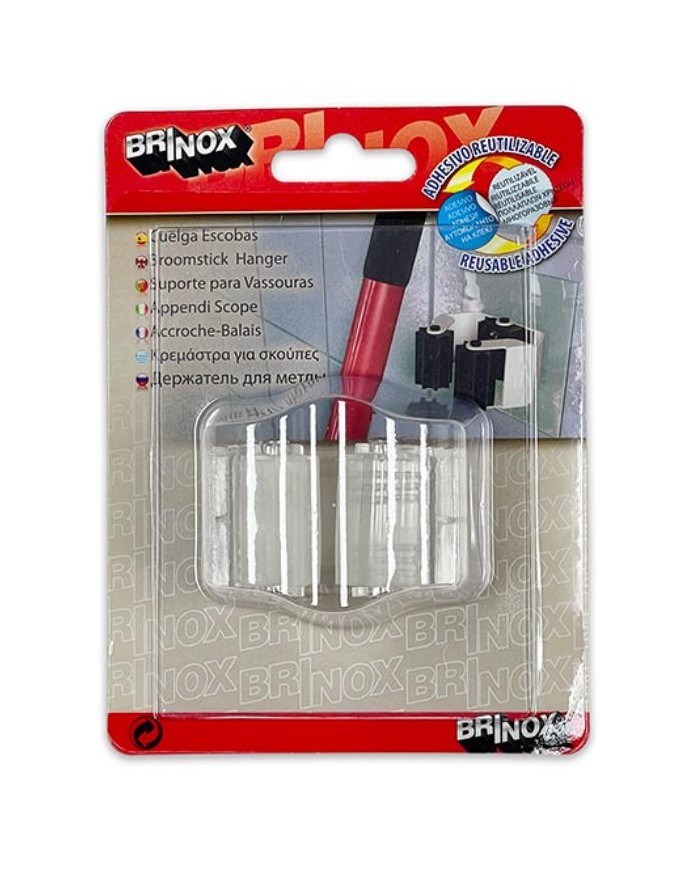 COLGADOR 1 ESCOBA BRINOX ADHES.TRANSP.1U