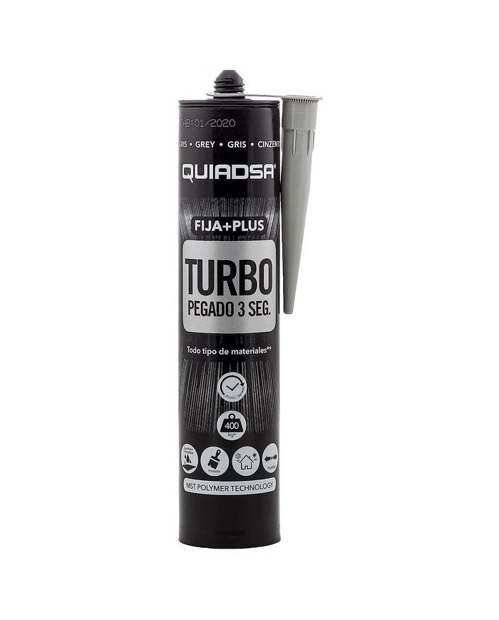ADHESIVO FIJA+PLUS TURBO GRIS 290ML. QUIADSA