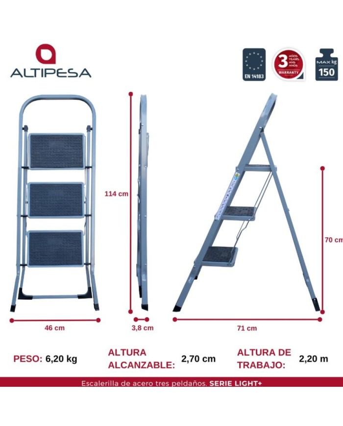 ESCALERILLA ALTIPESA ACERO S.LIGHT 3 PELDAÑOS
