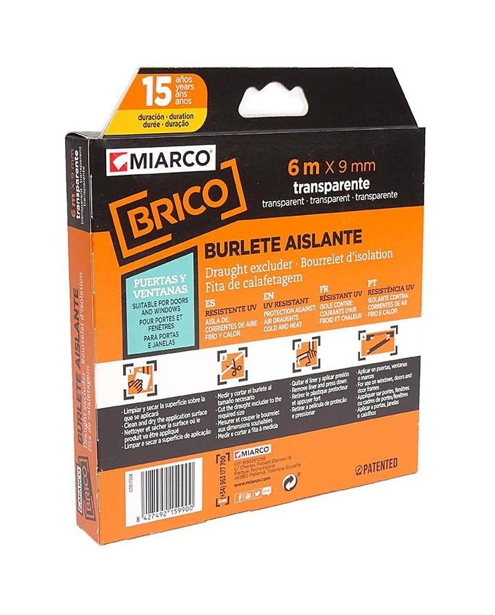BURLETE ADH.MIARCO TRANSPARENTE  9MMX6MT