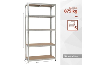 ESTANTERIA GALVANIZADA KREATOR 180X90X40 CMS. 5 ESTANTES 875KGS.