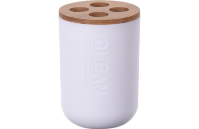 VASO PORTACEPILLO BLANCO/BAMBU KOOP