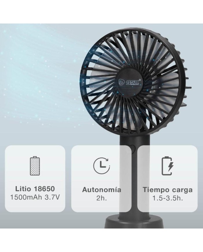 VENTILADOR DE MANO RECARGABLE NEGRO GSC