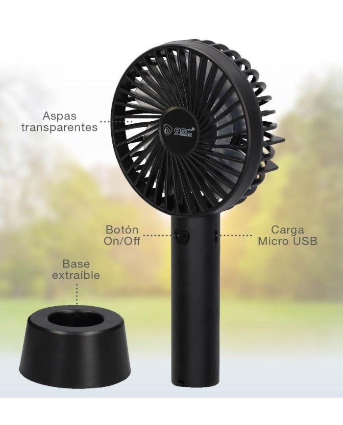 VENTILADOR DE MANO RECARGABLE NEGRO GSC
