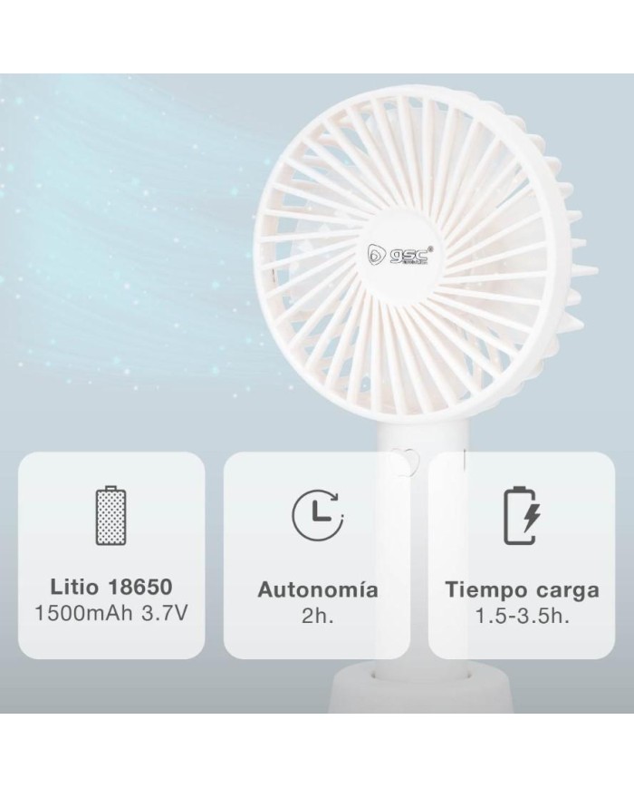 VENTILADOR DE MANO RECARGABLE BLANCO BLANCO GSC