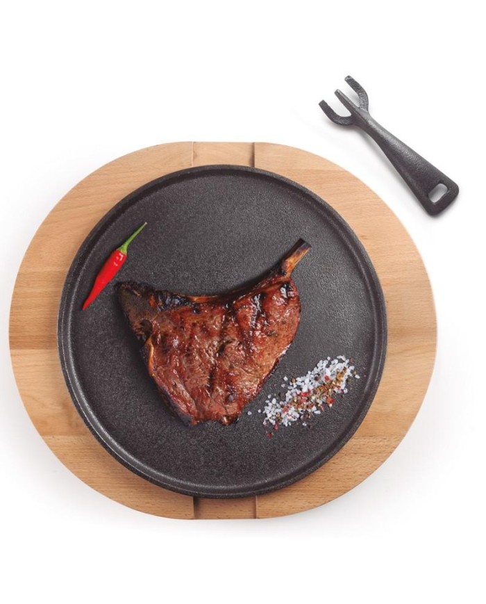 PLATO HIERRO FUNDIDO + B/MAD. IBILI 26CM