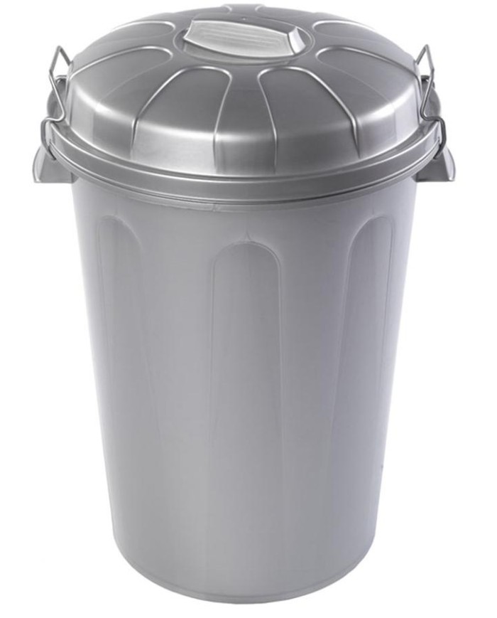 CUBO BASURA PLASTICO PLASTICFORTE PLATA 100LTS.