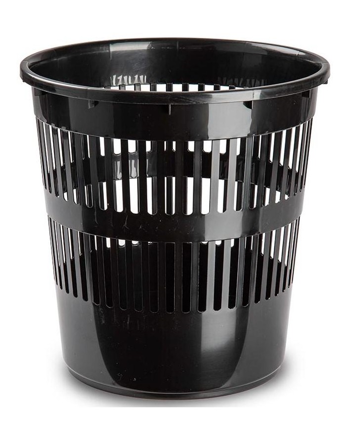 PAPELERA PLASTICFORTE REDONDA NEGRA 11'3LTS.