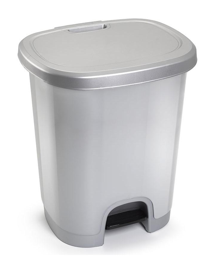 CUBO BASURA PLASTICO PLASTICFORTE C/PEDAL PLATA 27 LTS.