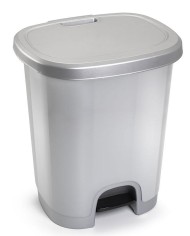 CUBO BASURA PLASTICO PLASTICFORTE C/PEDAL PLATA 50 LTS.
