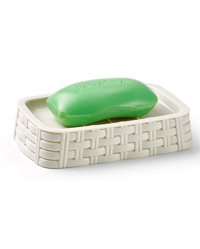 JABONERA BAÑO  8'7X14X3CMS. RATTAN BLANCA PLASTICFORTE