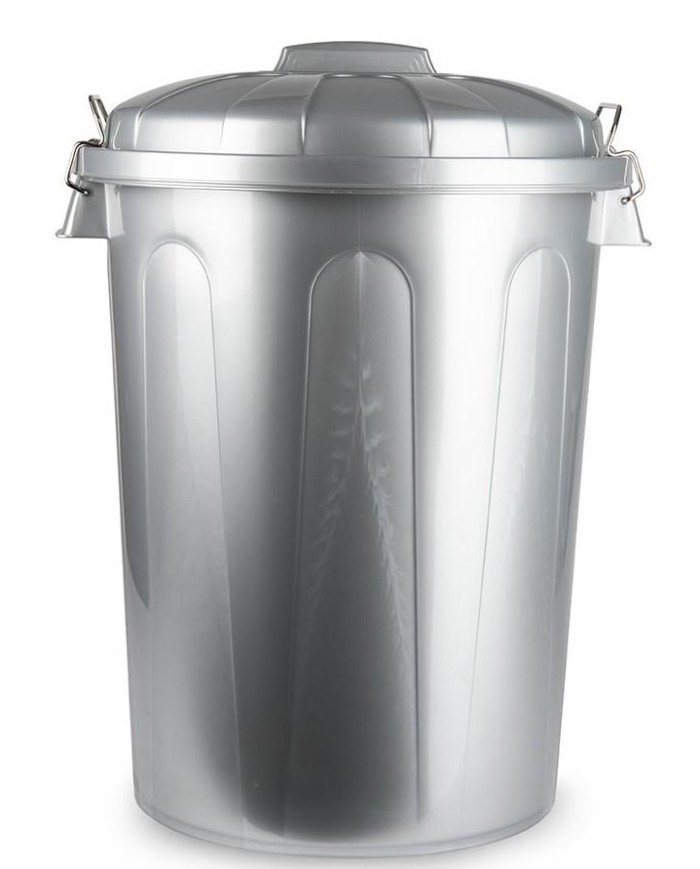 CUBO BASURA PLASTICO PLASTICFORTE PLATA 70 LTS.