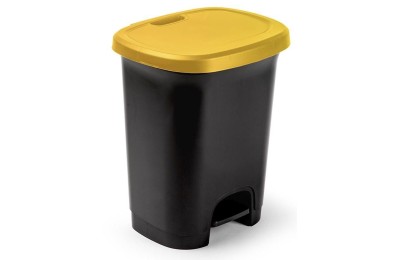 CUBO BASURA PLASTICO PLASTICFORTE C/PEDAL AMARILLO 27 LTS.