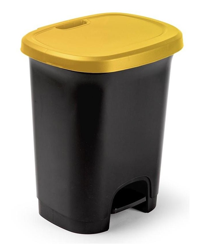 CUBO BASURA PLASTICO PLASTICFORTE C/PEDAL AMARILLO 27 LTS.