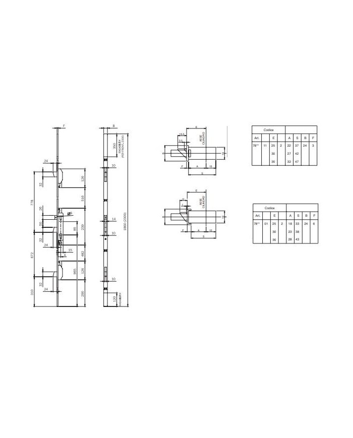 CERRADURA ISEO TRES PUNTOS C/METAL 785111-25 F/INOX.