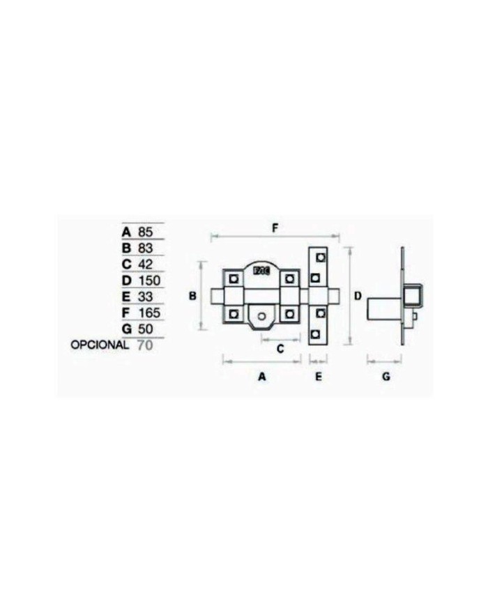 CERROJO FAC NIQUEL 301-LP-80 COM. SEGURIDAD