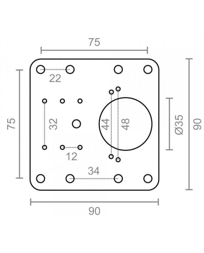 PLACA MICEL REPARACION BISAGRA CAZOLETA 90X90 MM.