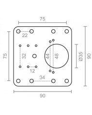 PLACA MICEL REPARACION BISAGRA CAZOLETA 90X90 MM.