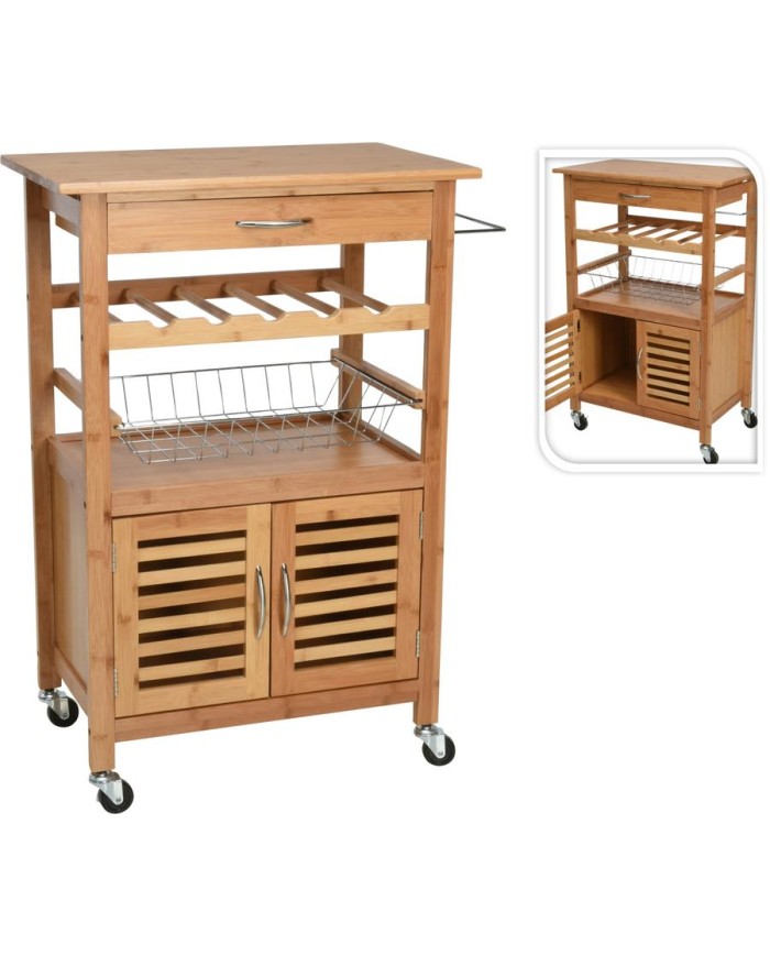 CARRITO COCINA EXCELLENTH BAMBU 60X36X88 CMS.