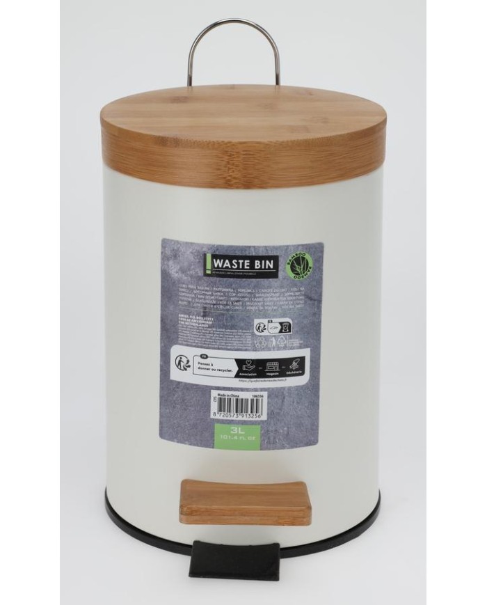 CUBO BASURA KOOP PLAS/BAMBU C/PEDAL 3LTS