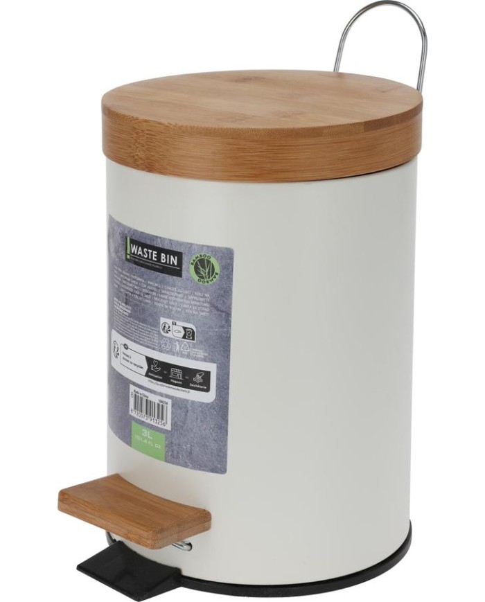 CUBO BASURA KOOP PLAS/BAMBU C/PEDAL 3LTS