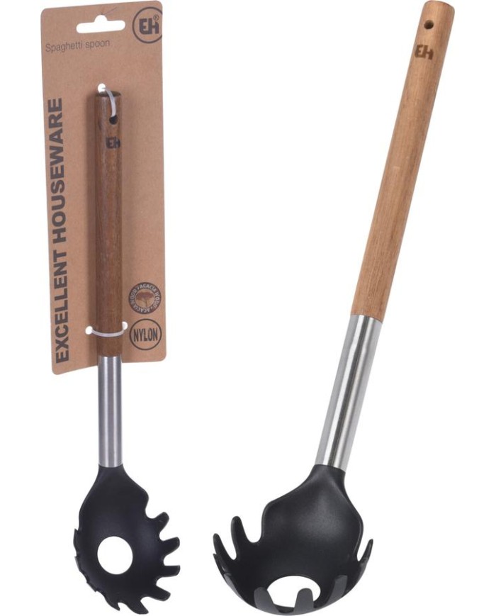 CUCHARA ESPAGUETIS EH PBT M/MADERA 32CM