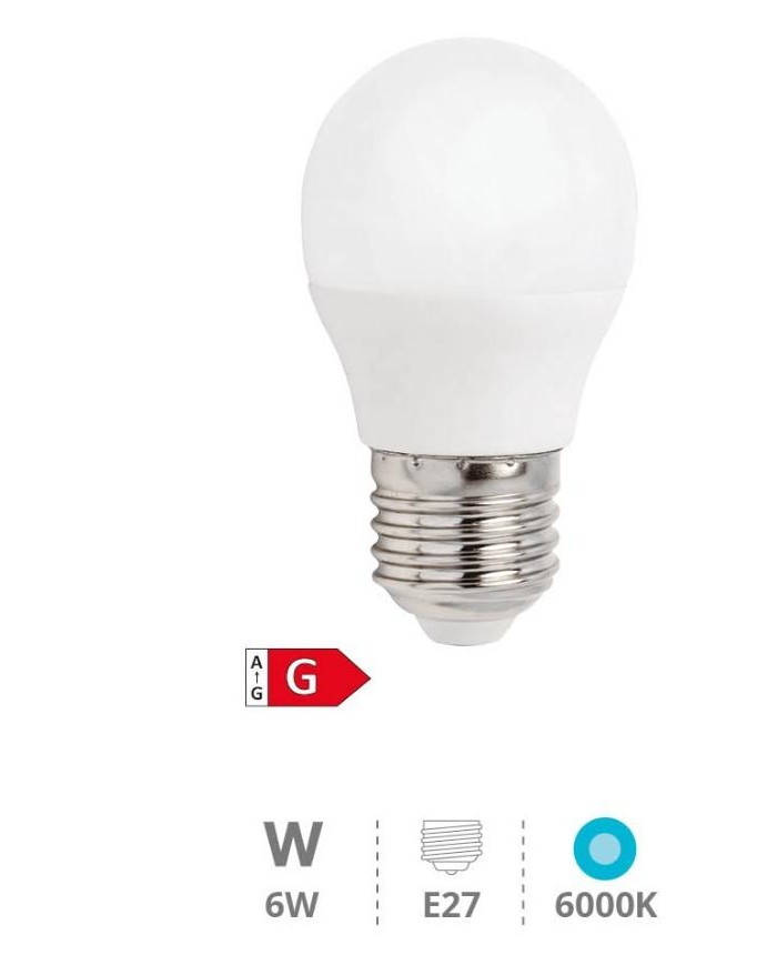 BOMBILLA LED ESFERICA GSC 6W. E27 6000K 490 LM
