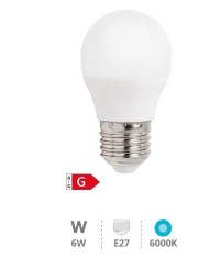 BOMBILLA LED ESFERICA GSC 6W. E27 6000K 490 LM