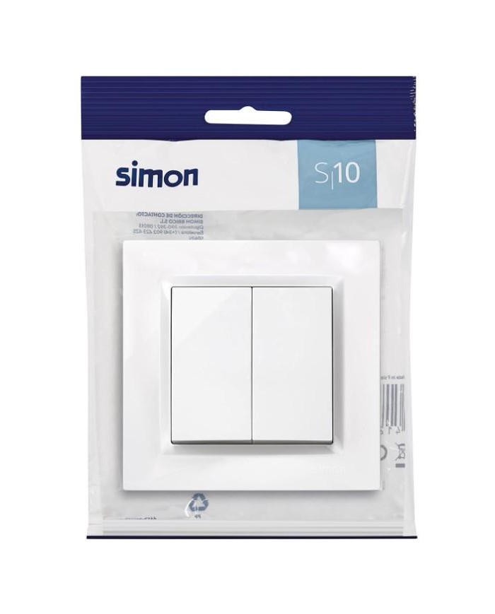 CONMUTADOR DOBLE SIMON 10 BLANCO 8'4X8'4X4'5 CMS.