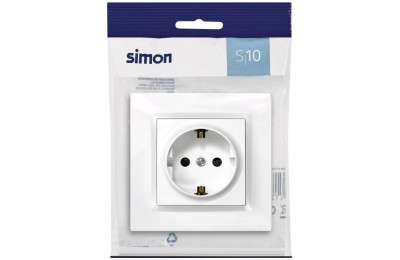 BASE ENCHUFE EMPOTRAR SIMON 10 BLANCO 8,4X8,4X4,5 CMS.