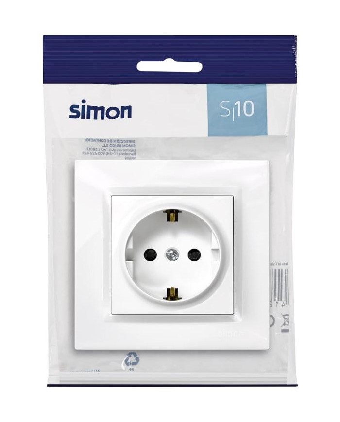 BASE ENCHUFE EMPOTRAR SIMON 10 BLANCO 8,4X8,4X4,5 CMS.