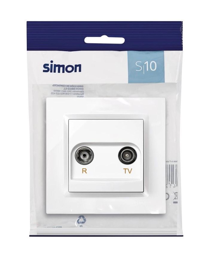 TOMA RADIO/TV EMPOTRAR SIMON 10 BLANCO 8'4X8'4X4'5 CMS.