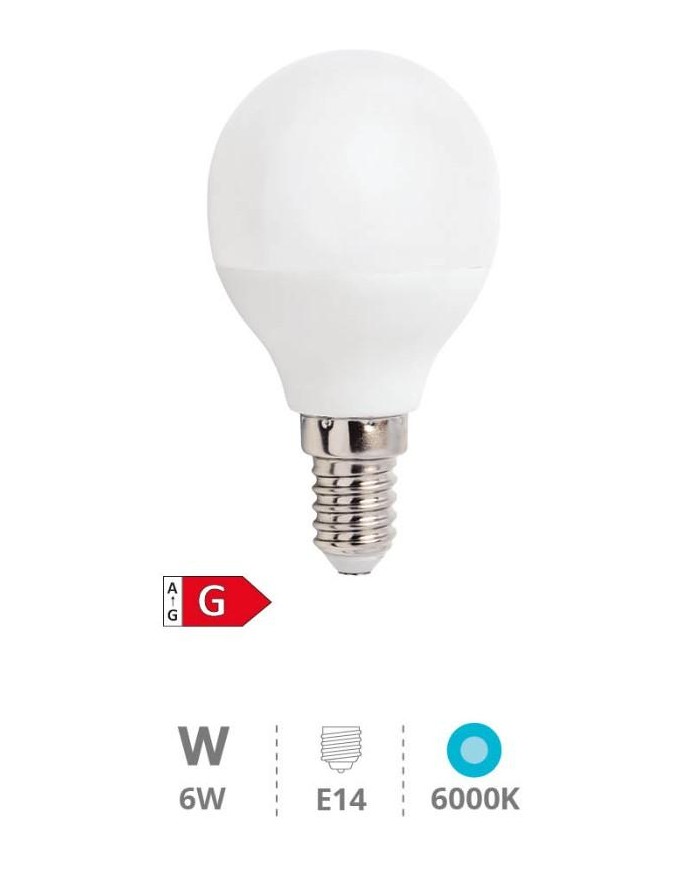 BOMBILLA LED ESFERICA GSC 6W. E14 6000K 490 LM