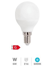 BOMBILLA LED ESFERICA GSC 6W. E14 6000K 490 LM