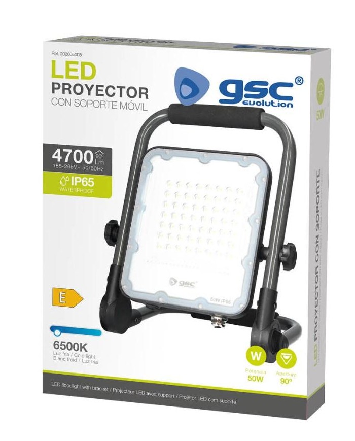 FOCO LED EXTERIOR 50W. 6500K GSC CON SOPORTE MOVIL