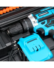 TALADRO PERCUTOR FSK 21V 2BAT 1,5Ah MALETIN 25PZAS.