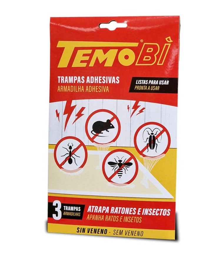 TRAMPA ADHESIVA TEMOBI RATONES E INSECTOS (3 UDS.)
