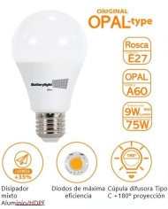 BOMBILLA LED ESTANDAR BATTERYLIGHT A60  9W. E27 2700K