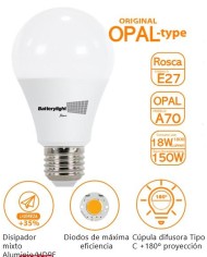 BOMBILLA LED ESTANDAR BATTERYLIGHT A70 18W. E27 6000K