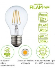 BOMBILLA FILAMENTO BATTERYLIGHT A60  4W. E27 2700K