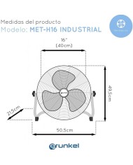 VENTILADOR SUELO  90W.40CM. INDUSTRIAL GRUNKEL