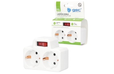 LADRON 2 ENCHUFES CON INTERRUPTOR BL GSC