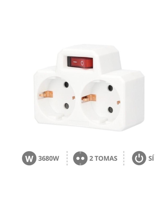 LADRON 2 ENCHUFES CON INTERRUPTOR BL GSC