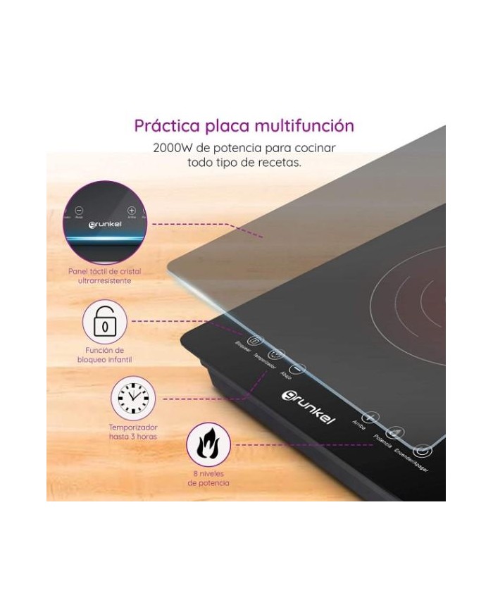 PLACA DE INDUCCION GRUNKEL 2000W.