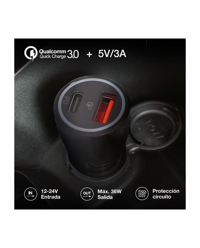 CARGADOR GSC MECHERO COCHE USB C + A QC 3.0