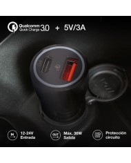 CARGADOR GSC MECHERO COCHE USB C + A QC 3.0