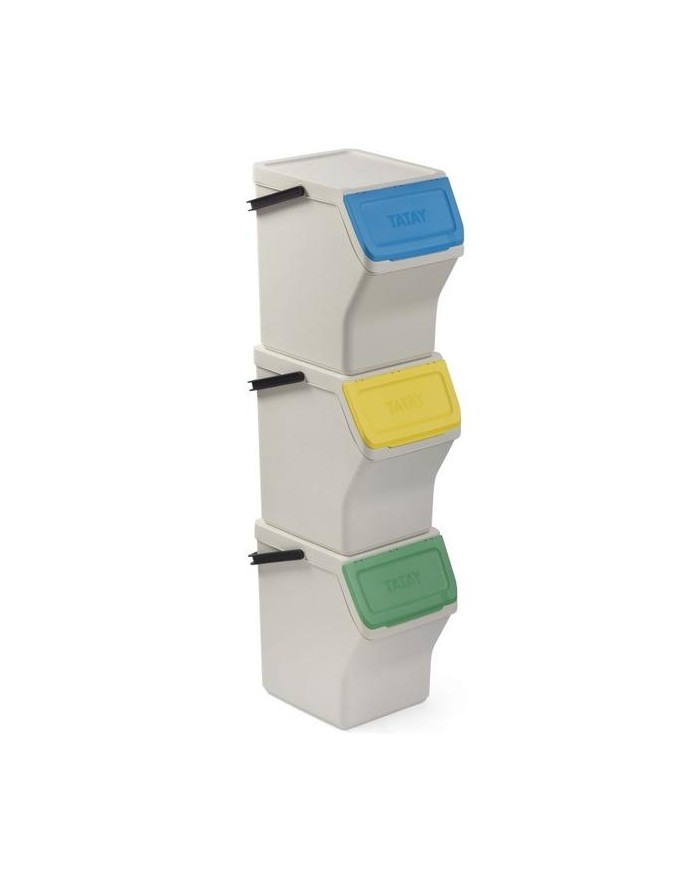 CUBO PLASTICO RECICLAJE TATAY MODULAR 20LTS. (SET 3UDS.)